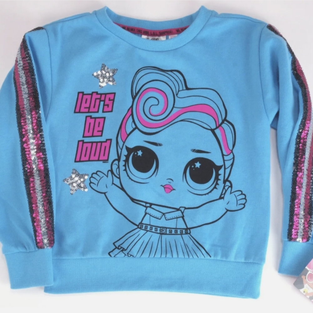 Girls L.O.L. Surprise! Remix Lets Be Loud Crop Sweatshirt - Blue SM 6/6X